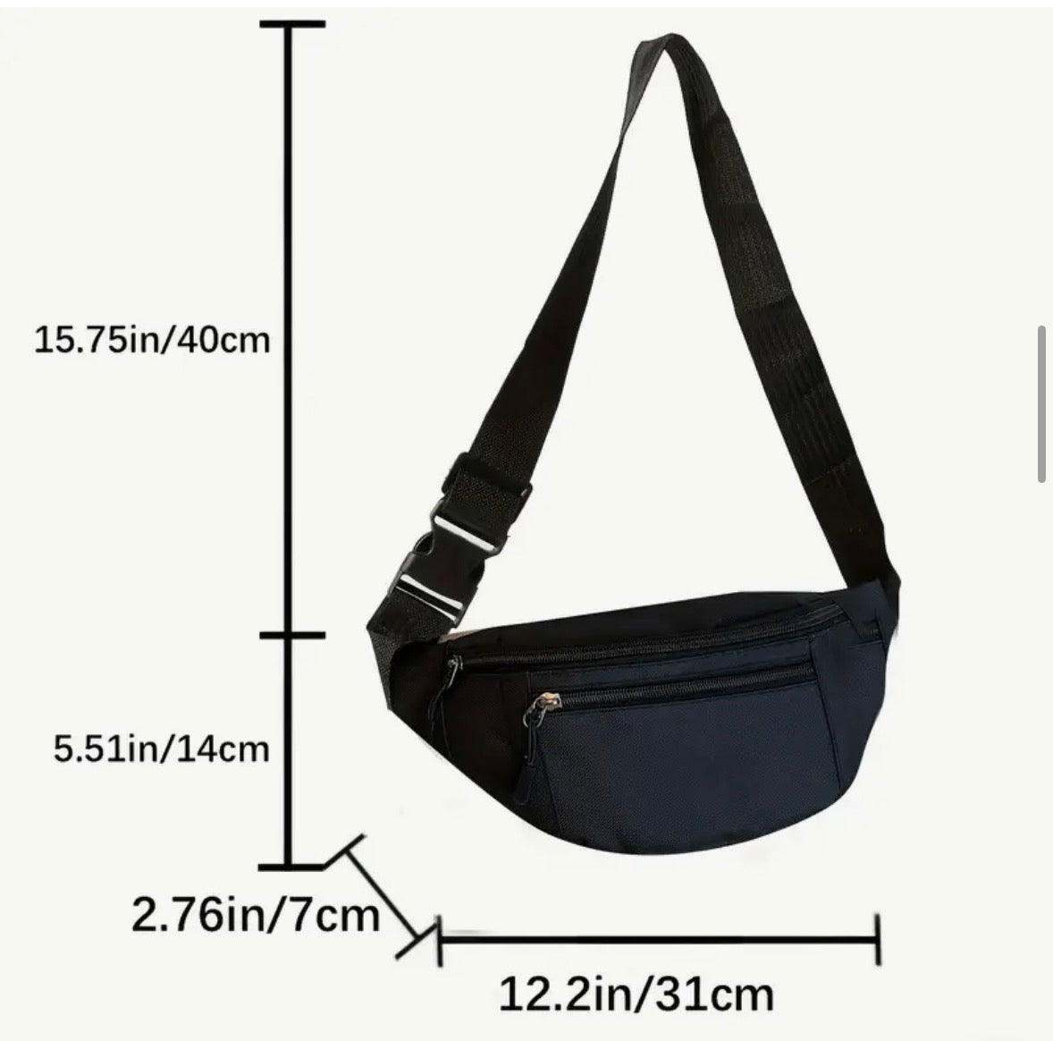 Sac Banane Léger et Ajustable à Plusieurs Couches - Fermeture Éclair