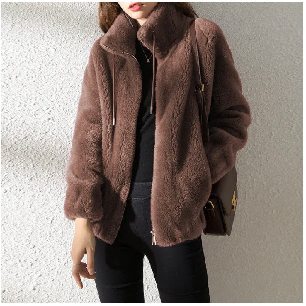 Double Faced Fleece Warm High Neck Sweater
Women Cardigan