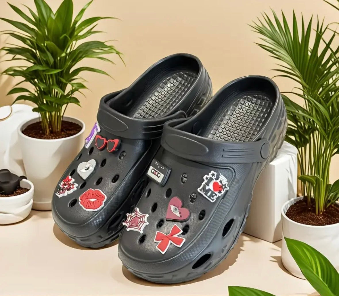 Sandales Légères pour Femmes en EVA avec Charmes Mignons Cœur et Patte de Chat