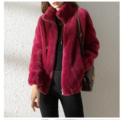 Double Faced Fleece Warm High Neck Sweater
Women Cardigan