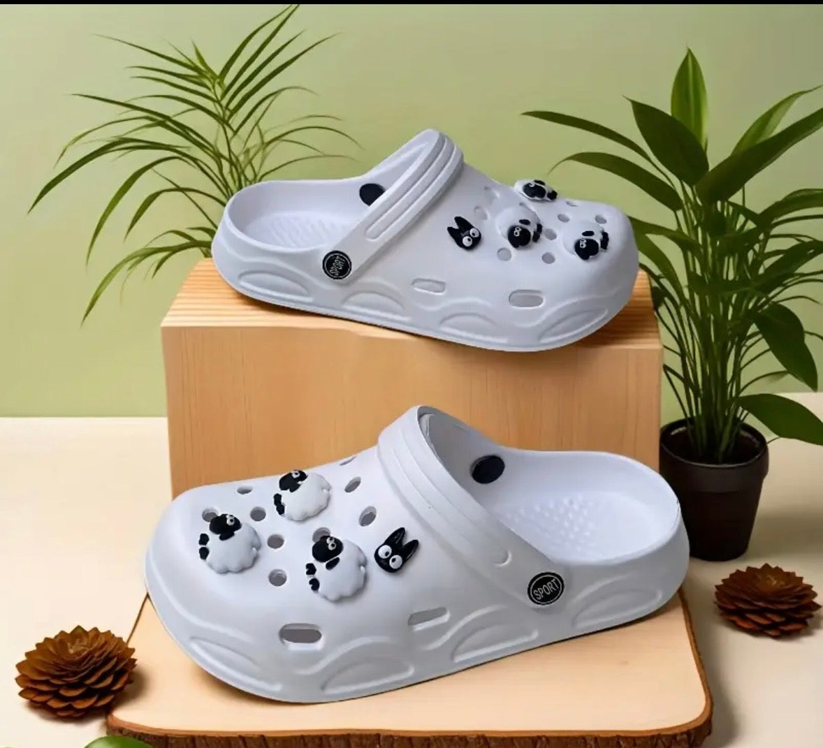 Sandales Légères pour Femmes en EVA avec Charmes Mignons Cœur et Patte de Chat