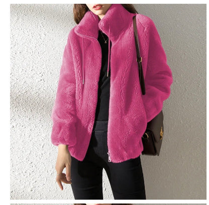 Double Faced Fleece Warm High Neck Sweater
Women Cardigan