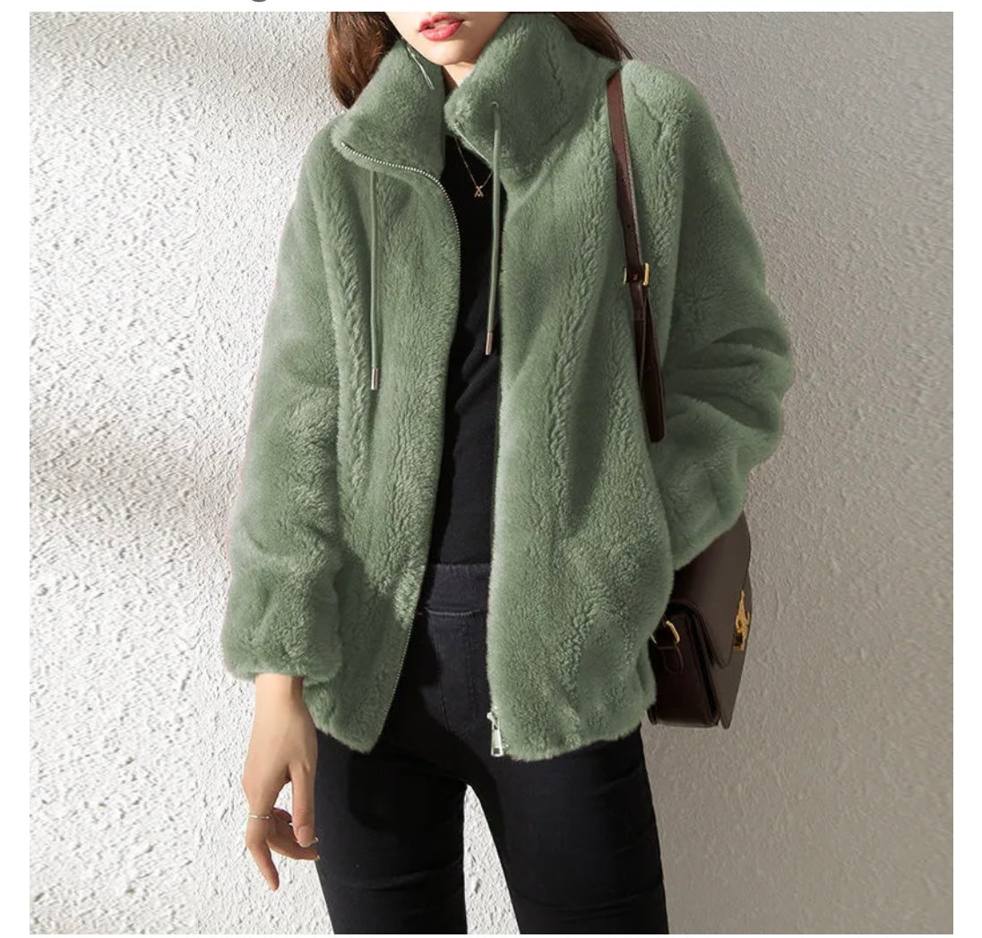 Double Faced Fleece Warm High Neck Sweater
Women Cardigan